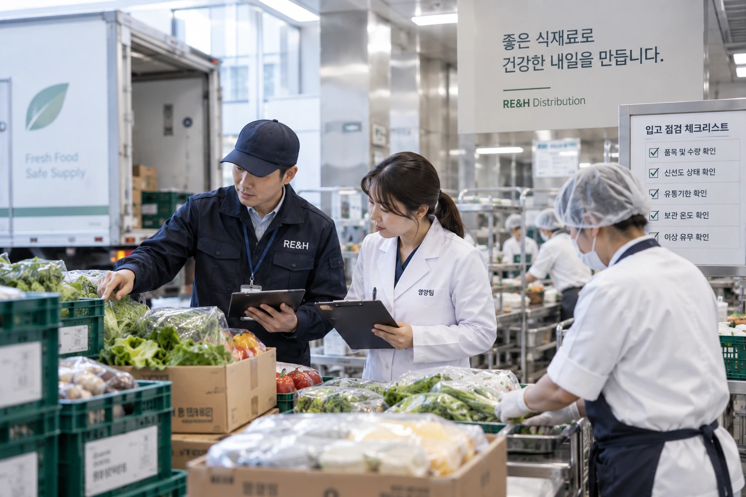 입고 현장에서 품절·변경 품목을 확인하고 대체품을 안내하는 장면